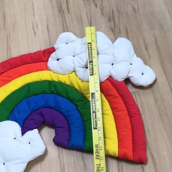 Vintage Handmade Quilted Puffy Rainbow & Clouds Wall Wall Hanging Decor - Picture 8 of 8